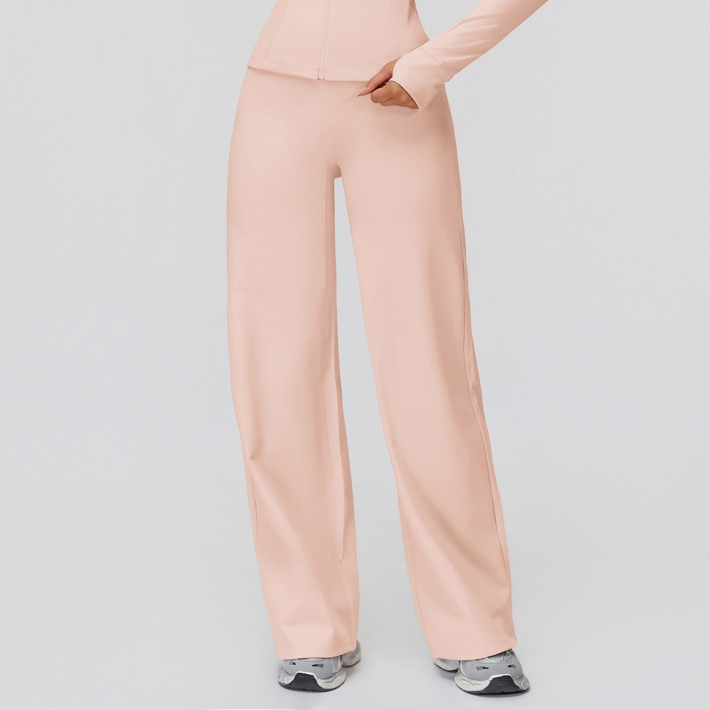 Casual Versatile Trousers Fleece-lined Keep Warm High Waist Wide-leg Trousers