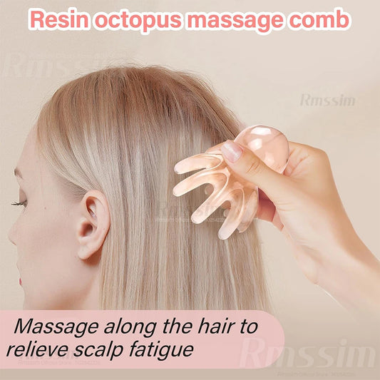 Resin Octopus Massage Comb Head Meridian Scraping Scalp Massage Brush Acupuncture SPA GuaSha Massage Comb Fatigue Relief Massage
