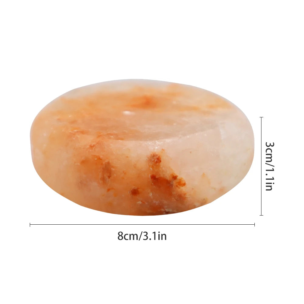 4PCS Hot Stone Therapy Hydrotherapy Massage Oval Natural Himalayan Salt Pink Crystal Hot Stone Promotes Blood Circulation