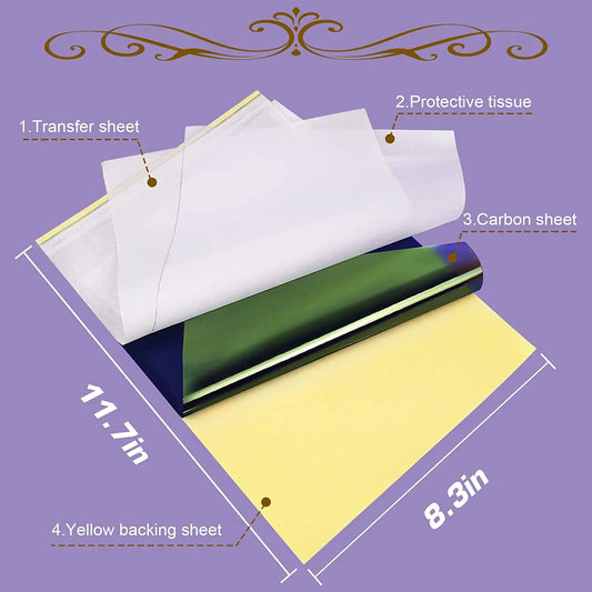 100/50/30/10/5pcs Tattoo Transfer Paper A4 Size Tattoo Stencil Paper Carbon Thermal Copy Paper for Tattoo Transfer Machine