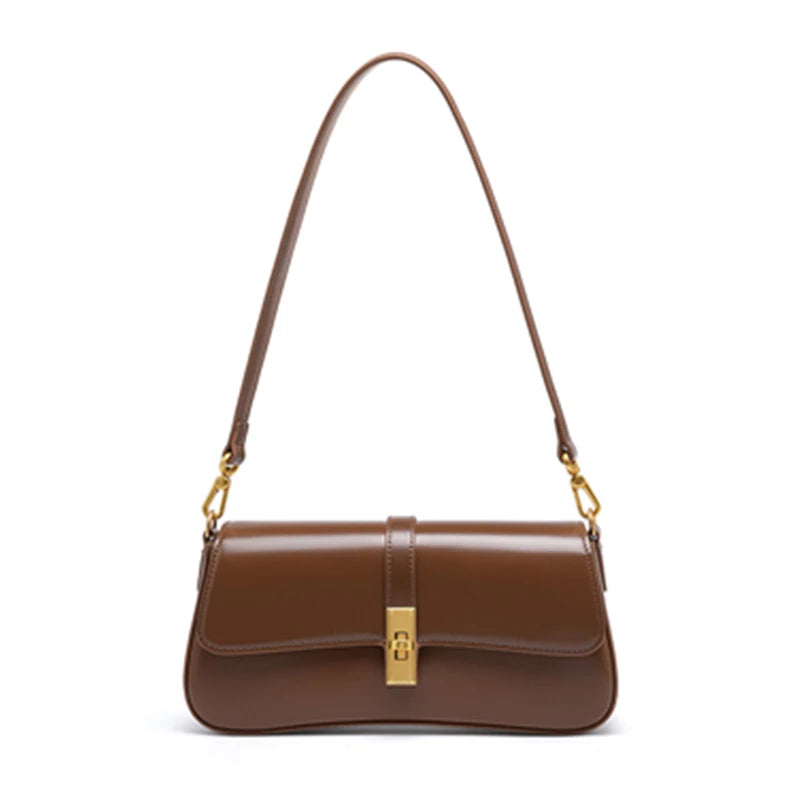 Toptrends Elegant Genuine Leather Underarm Shoulder Bags For Women 2025 Luxury Designer Crossbody Purses Saddle Ladies Handbags