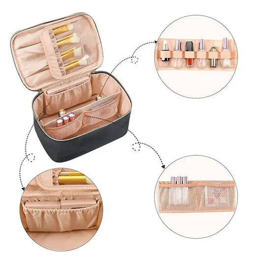 Large Capacity PU Waterproof Toiletry Storage Bag Women's Fashion Travel Portable Cosmetics Bag for Women Men - Temfuly