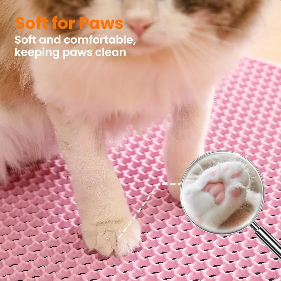 Cat Litter Mat 24x18 Inches Large Double Layer Honeycomb Cat Litter Trapping Mat Non Slip Waterproof Urine Proof Cat Litter Box
