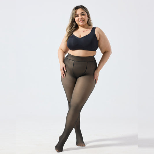 Black Sheer Wash Soft One-piece Pants For Women With Extra Thickness