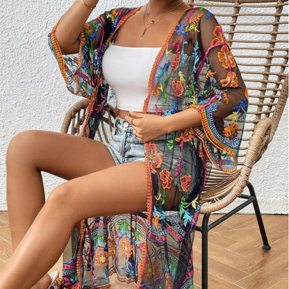 Women's Lace Hollow-out Crochet Cardigan Beach Resort Tunic