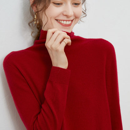 New Women's Loose-fit Ribbed Turtleneck Cropped Knit Pullover Sweater