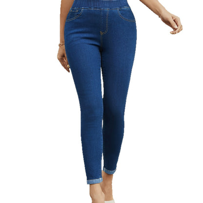 Elastic Waist Stretch Slimming Curling Ankle-length Jeans