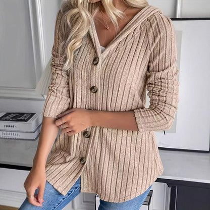 Women's Fashionable Buttoned Waist-cinching Long Sleeve Top Jacket