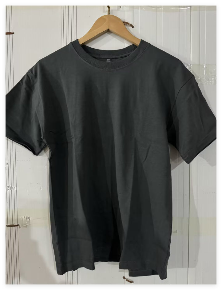 Plus Size Cotton Men's Blank T-Shirt White Oversized Retro Solid Color T-Shirt Large Size Men's Women's Fashion Short Sleeve Men's T-Shirt