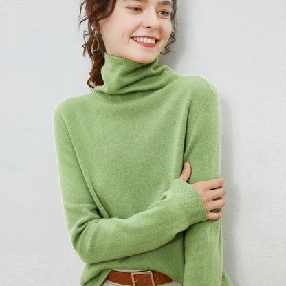 New Women's Loose-fit Ribbed Turtleneck Cropped Knit Pullover Sweater