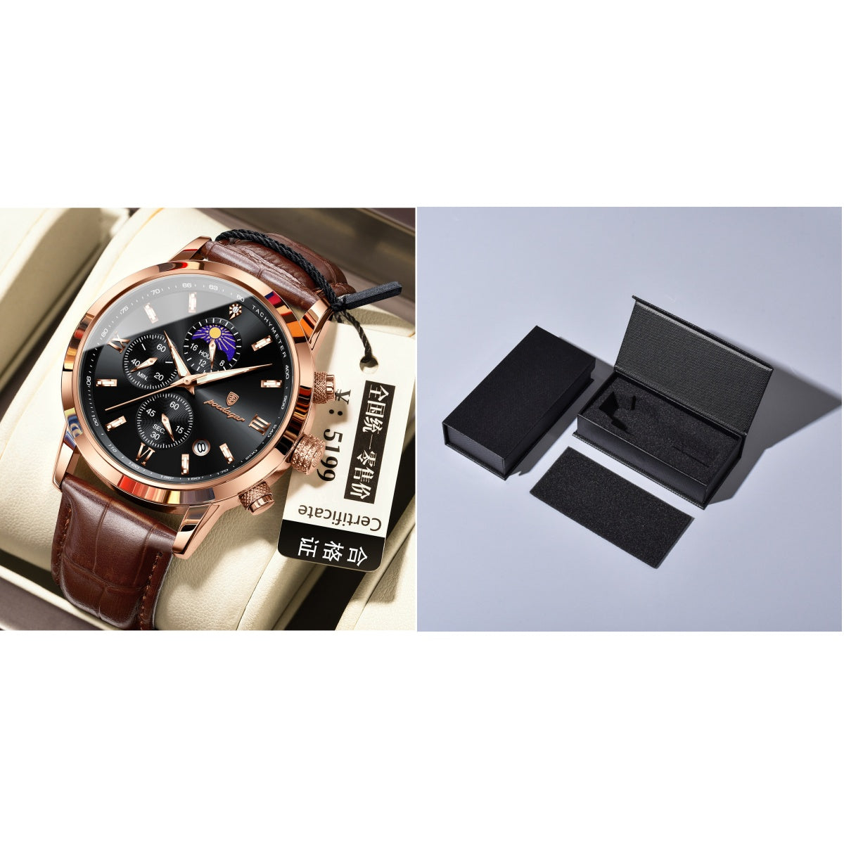 Men's Watch With Moon Phase And Multi-function Chronograph