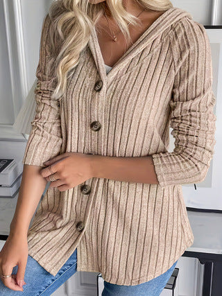 Women's Fashionable Buttoned Waist-cinching Long Sleeve Top Jacket