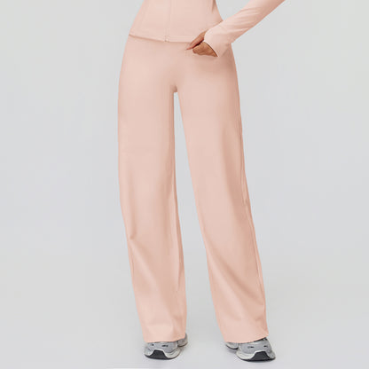 Casual Versatile Trousers Fleece-lined Keep Warm High Waist Wide-leg Trousers