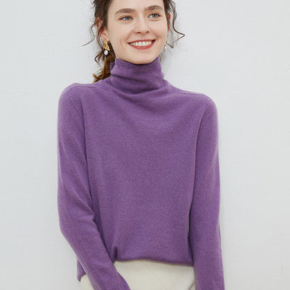 New Women's Loose-fit Ribbed Turtleneck Cropped Knit Pullover Sweater