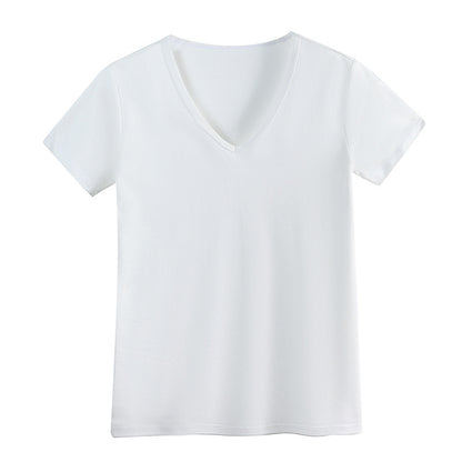New Women's 100 Cotton V-neck Short-sleeve Top