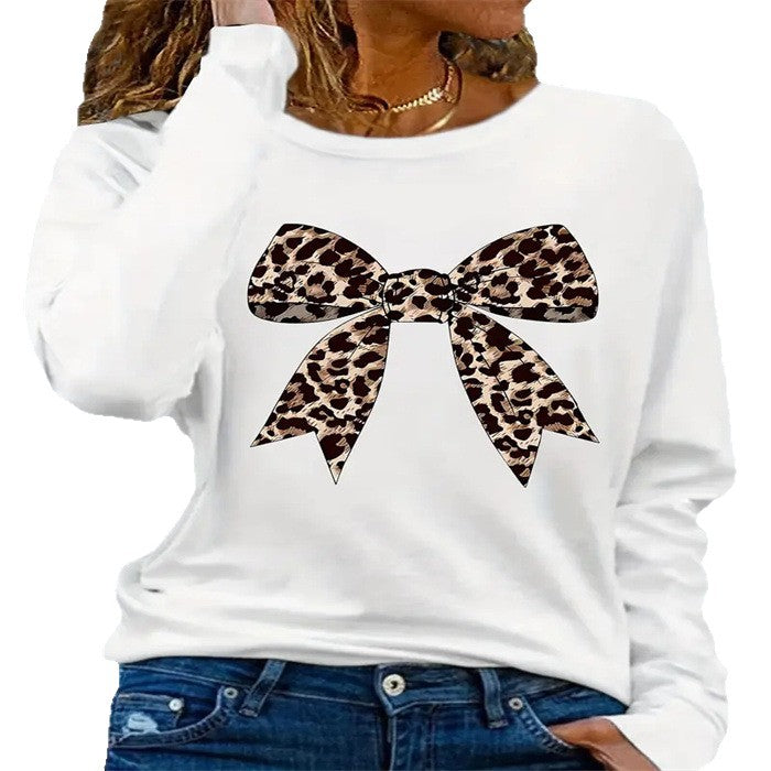 New Women's Casual Long-sleeve Crew-neck Top With Printed Design