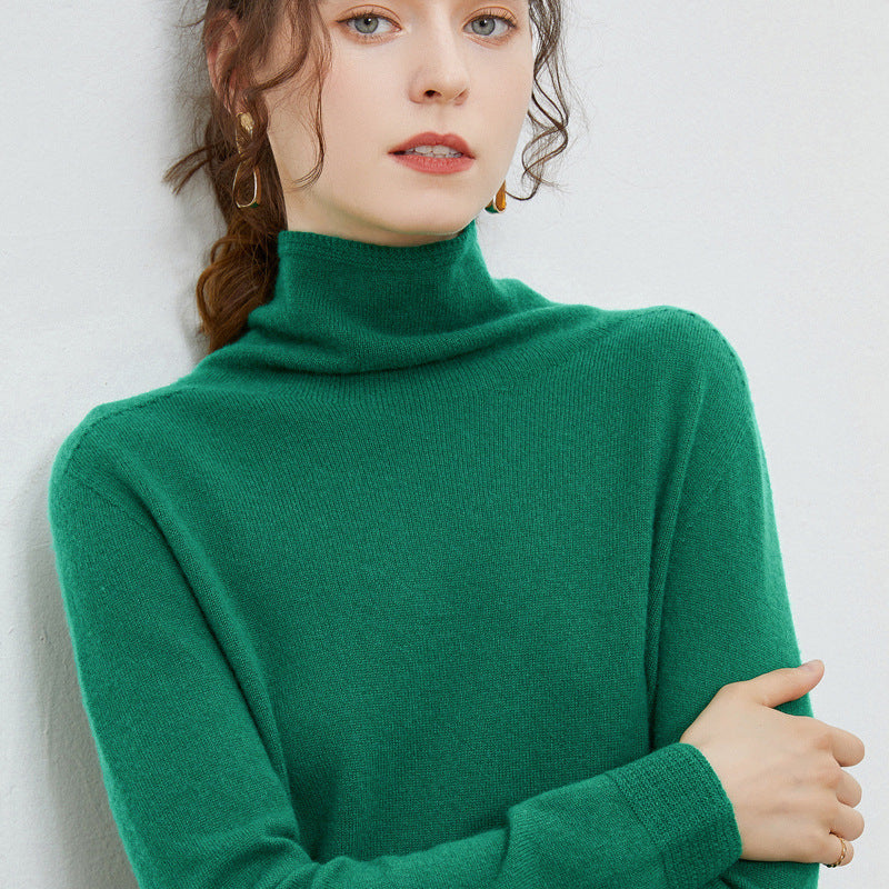 New Women's Loose-fit Ribbed Turtleneck Cropped Knit Pullover Sweater