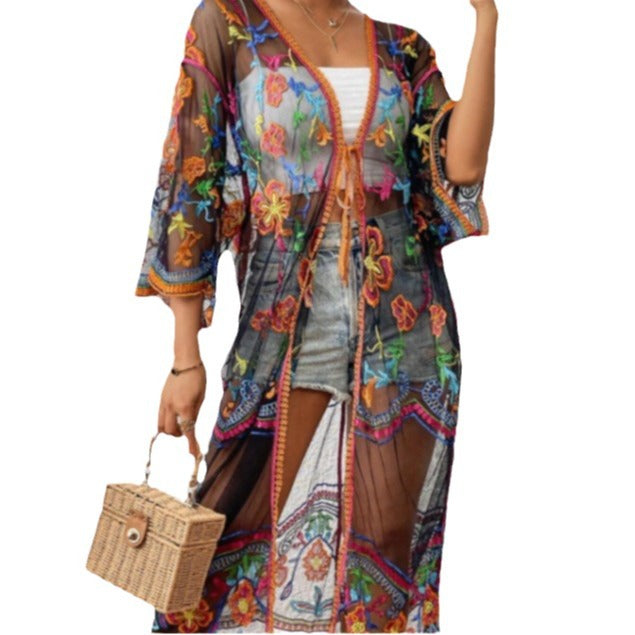 Women's Lace Hollow-out Crochet Cardigan Beach Resort Tunic