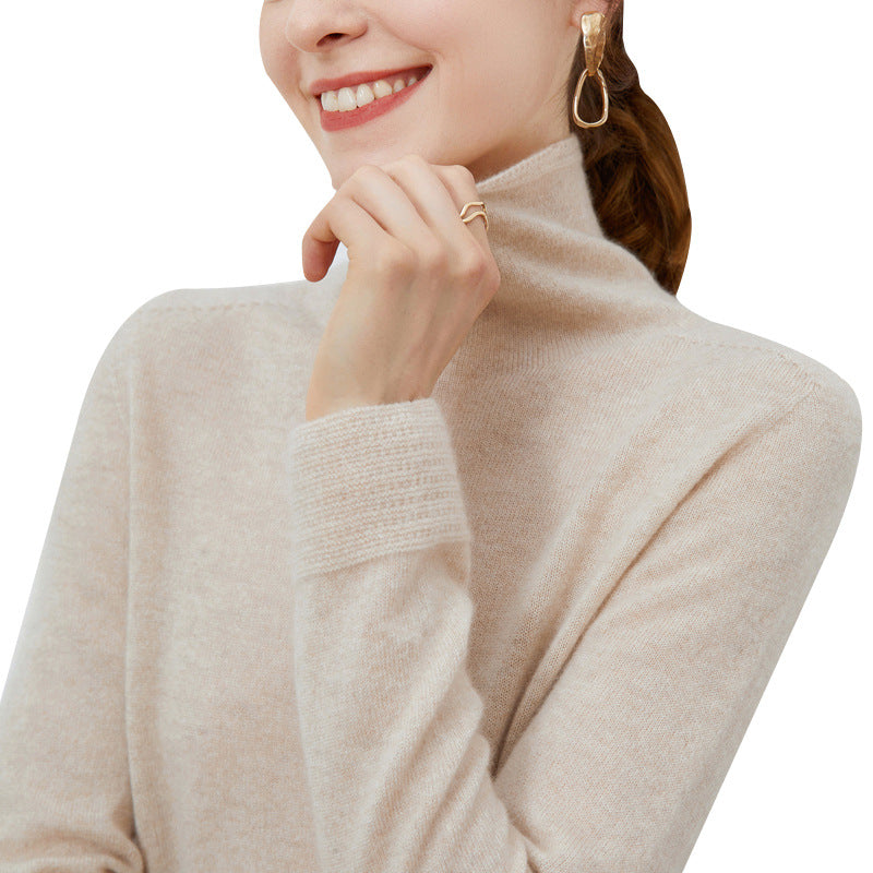 New Women's Loose-fit Ribbed Turtleneck Cropped Knit Pullover Sweater