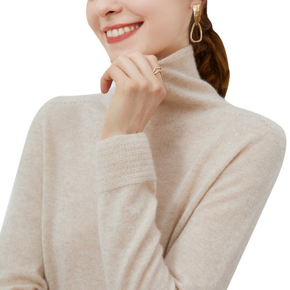 New Women's Loose-fit Ribbed Turtleneck Cropped Knit Pullover Sweater