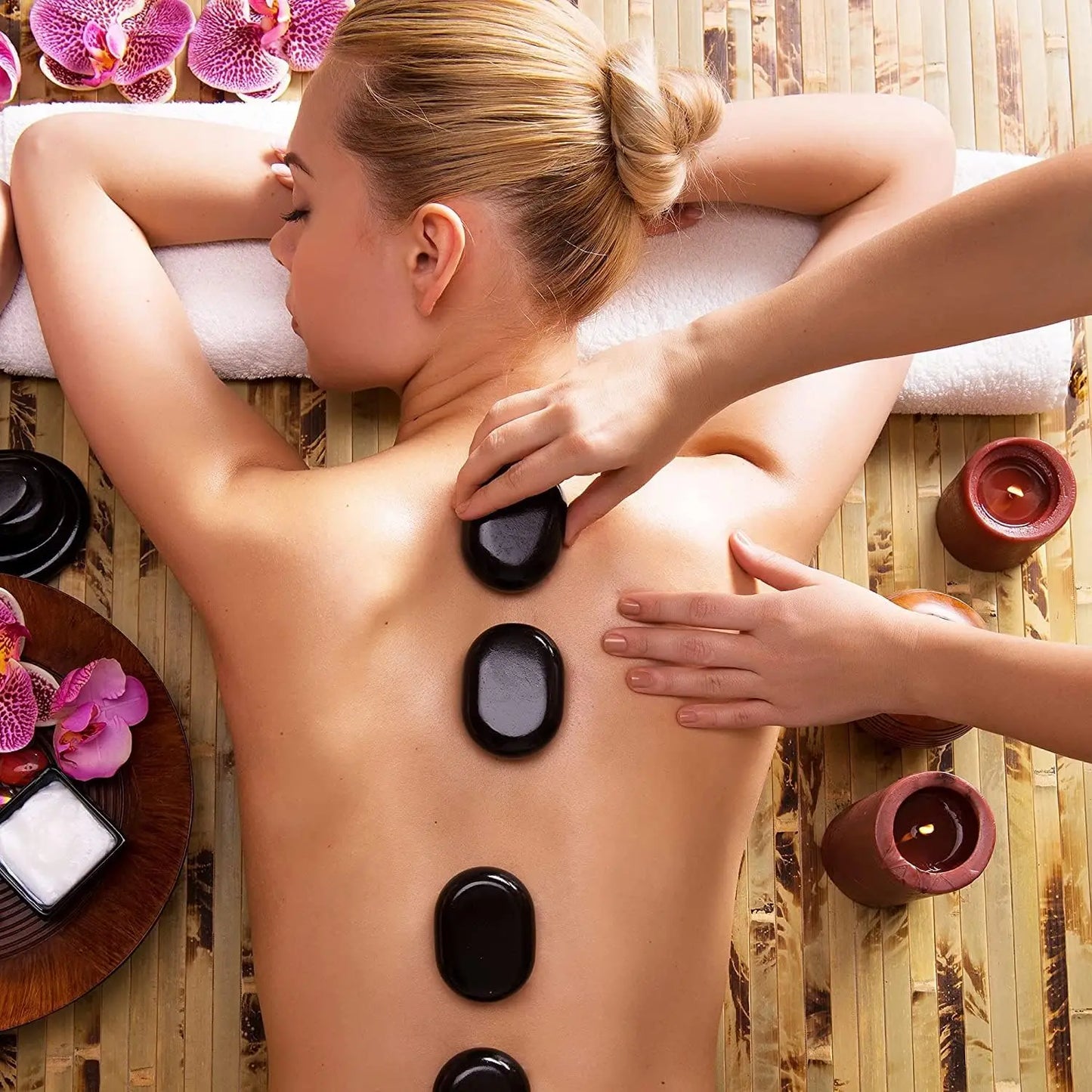 12 Pcs 4x6cm Spa hot Stone Beauty Stones Massage Lava Natural Stone Hot Relieve Stress RELAX jade massage set toe massage