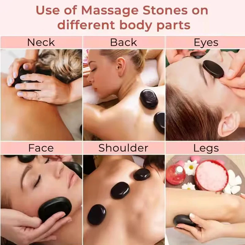12 Pcs 4x6cm Spa hot Stone Beauty Stones Massage Lava Natural Stone Hot Relieve Stress RELAX jade massage set toe massage