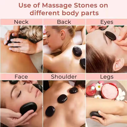12 Pcs 4x6cm Spa hot Stone Beauty Stones Massage Lava Natural Stone Hot Relieve Stress RELAX jade massage set toe massage