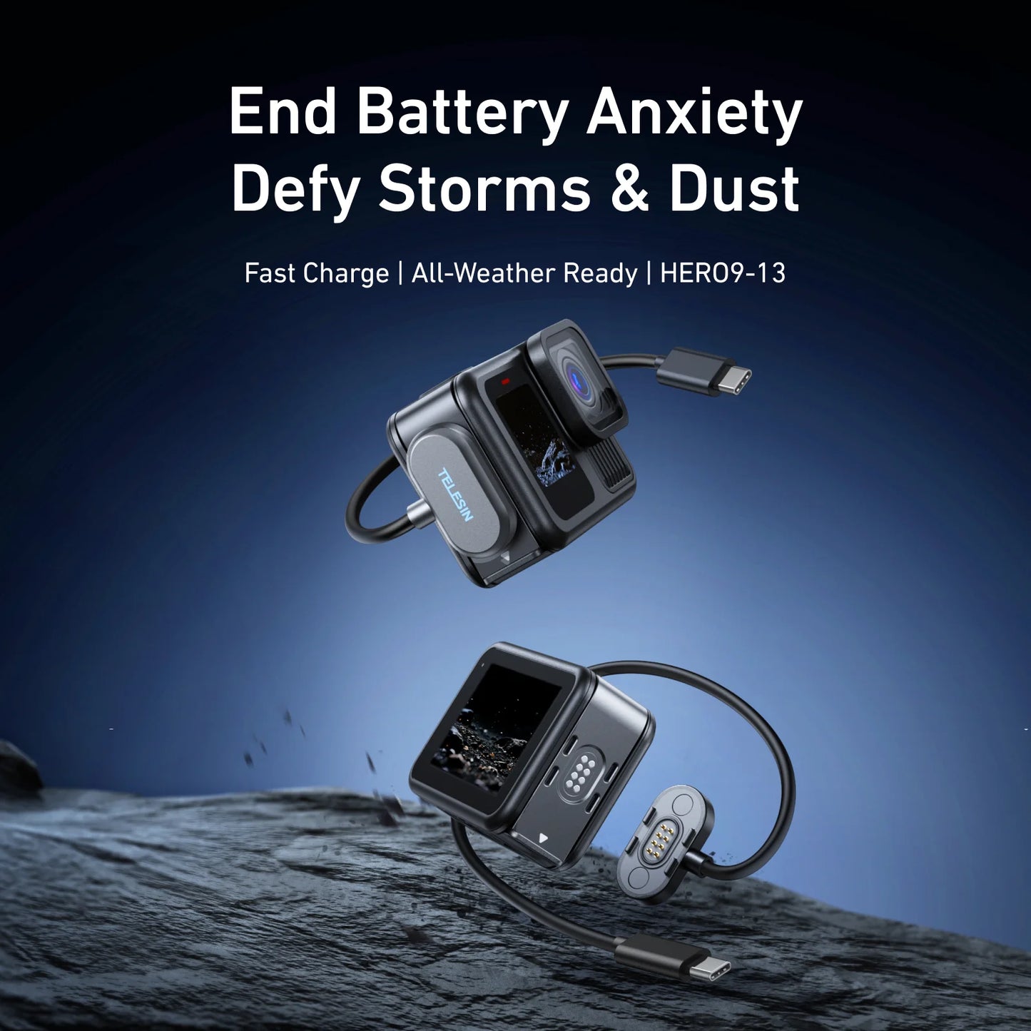 TELESIN Magnetic Waterproof Charging Side Cover Cable KIT For Gopro hero 9 10 11 12 13 Type-C Charging Cover Port Easy Removable