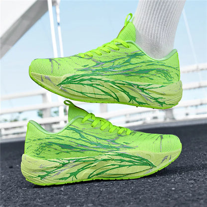 Men Sports Running Black Jogging Shoes Casual Sneakers Green Outdoor Breathable Mesh Women Light Shock-absorption White Tennis