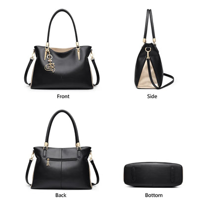 FOXER Elegant Women Shoulder Tote Bag Cowhide Fashion Luxury Design Female Handbag Purse Festival Gift for Wife,Mom