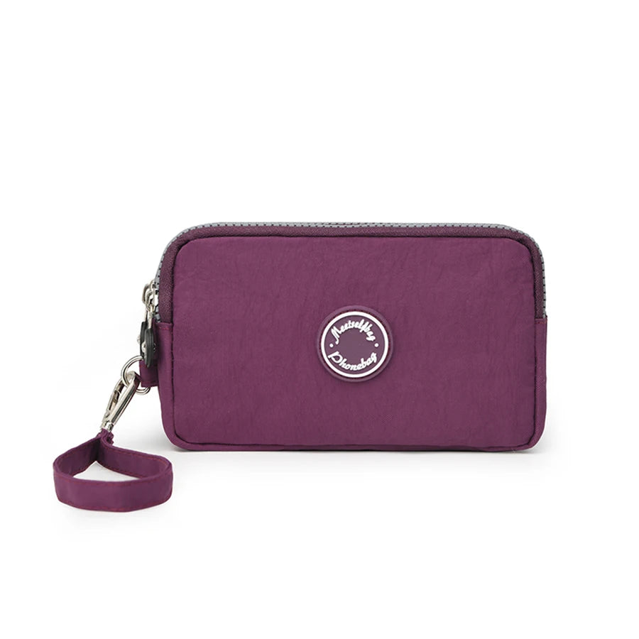 Fashion Solid Color Triple Zipper Large Capacity Ladies Clutch Wallet Travel Portable Popular Zipper Coin Purse Phone Wallet