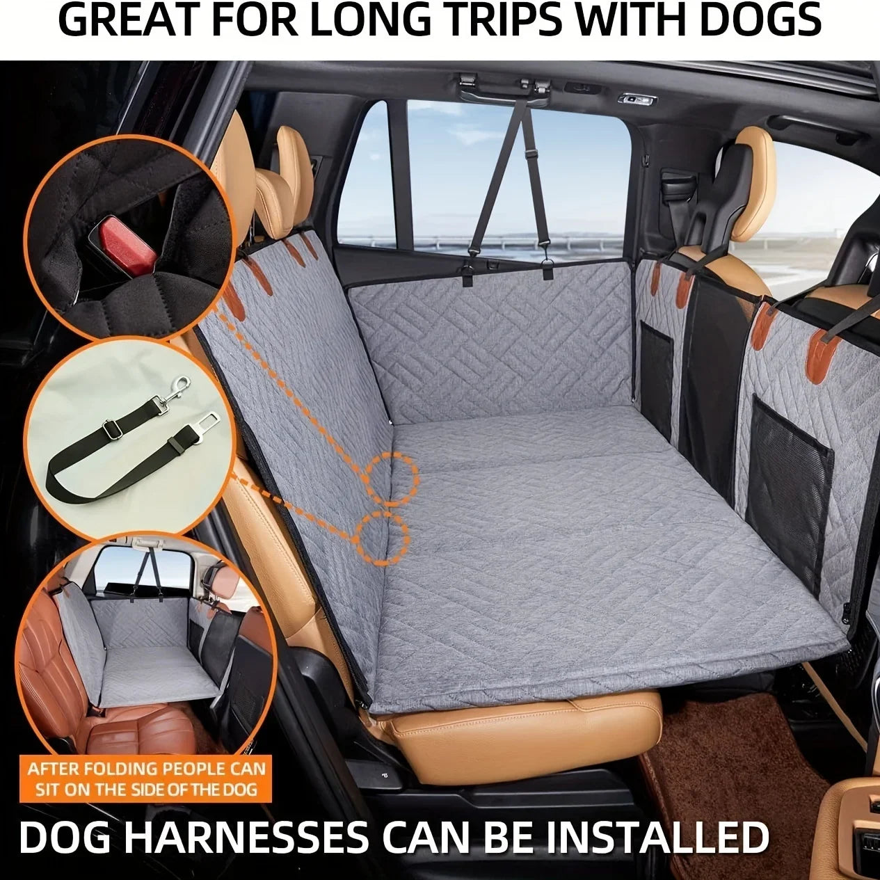 Hammock-Style Portable Back Seat Cover: Waterproof & Scratch-Proof Pet Car Seat Protector - Anti-Slip Fabric with Soft Padding