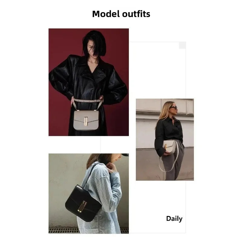 2025 New  Light Luxury Single Shoulder Cross Shoulder Women's Bag Tofu Bag for Women Premium Genuine Leather Small Square Bag