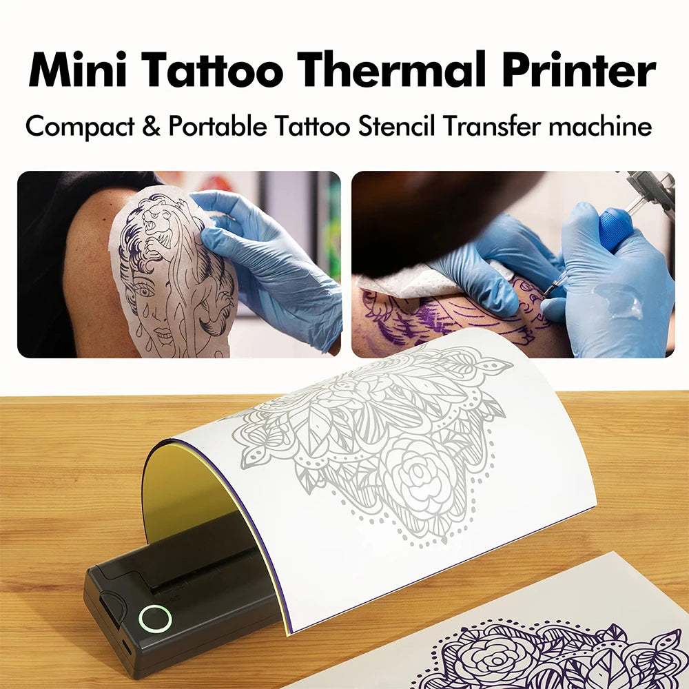 Mini Portable A4 Thermal Printer Multifunctional Tattoo Document Printer Bluetooth HD Printing Tattoo Machine A4 Paper Printer