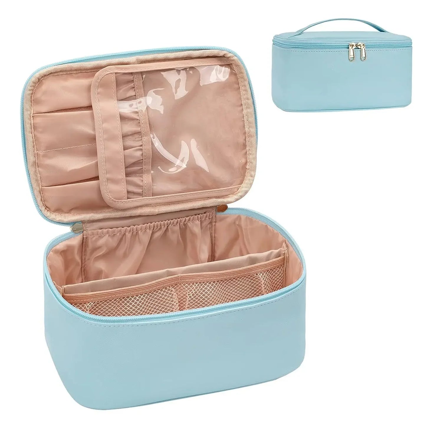 Large Capacity PU Waterproof Toiletry Storage Bag Women's Fashion Travel Portable Cosmetics Bag for Women Men - Temfuly