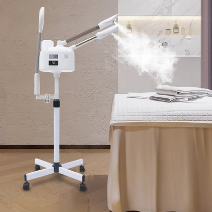 3-in-1 Facial Steamer Beautician Steamer Deep Cleaning w/Hot and Cold Nozzle LED Magnifying Lamp Beauty Salon Spa