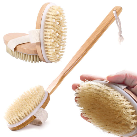 Dry Skin Body Massage Brush Natural Bristle Dead Skin Remover Exfoliating Soft SPA Woman Man Skin Cleaning Brush