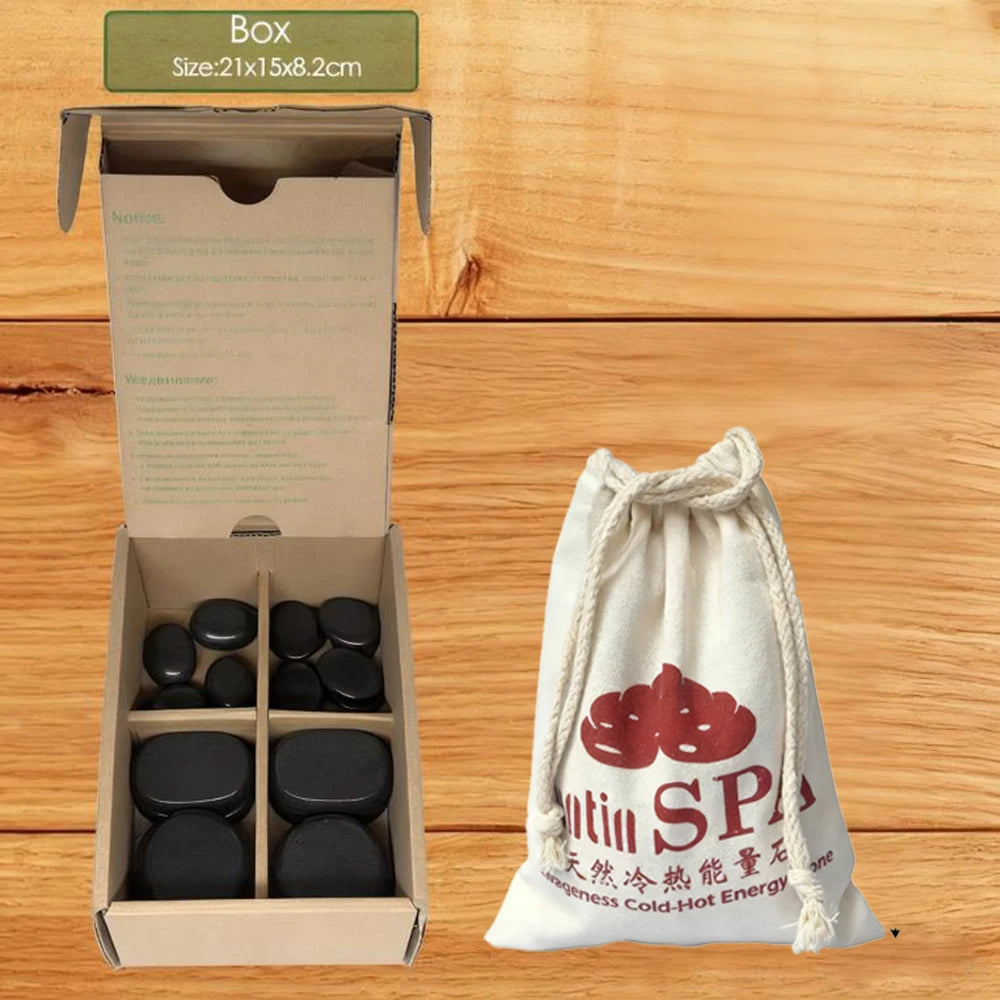 Tontin 20pcs/set  Stone Massage Set  Box Relieve Stress Back Pain Health Care Lava Basalt round massage tool Stones