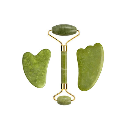 Natural Jade Roller Gua Sha Massage Set Guasha Board Comb Gouache Scraper Body Acupuncture Spa Facial Anti Aging Lifting Tools