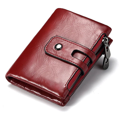 HUMERPAUL Retro Wallet for Men RFID Genuine Leather Hasp Zipper Card Holder Coin Purse Short Bifold Men Women Portomonee