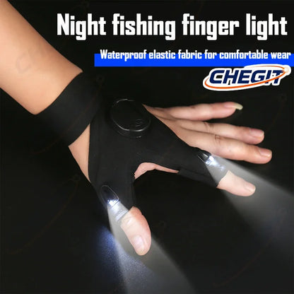 LED Half Finger Glove for Men Women Outdoor Waterproof Night Fishing Bait Cycling Running Flashlight Automotive Inspection Light