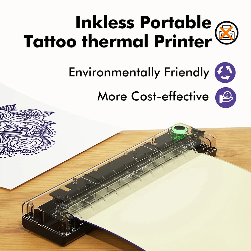 Mini Portable A4 Thermal Printer Multifunctional Tattoo Document Printer Bluetooth HD Printing Tattoo Machine A4 Paper Printer