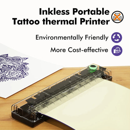 Mini Portable A4 Thermal Printer Multifunctional Tattoo Document Printer Bluetooth HD Printing Tattoo Machine A4 Paper Printer