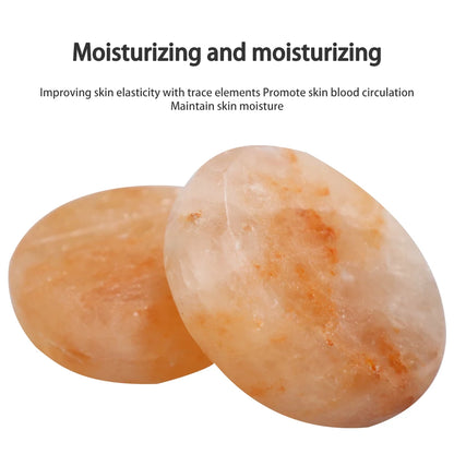 4PCS Hot Stone Therapy Hydrotherapy Massage Oval Natural Himalayan Salt Pink Crystal Hot Stone Promotes Blood Circulation