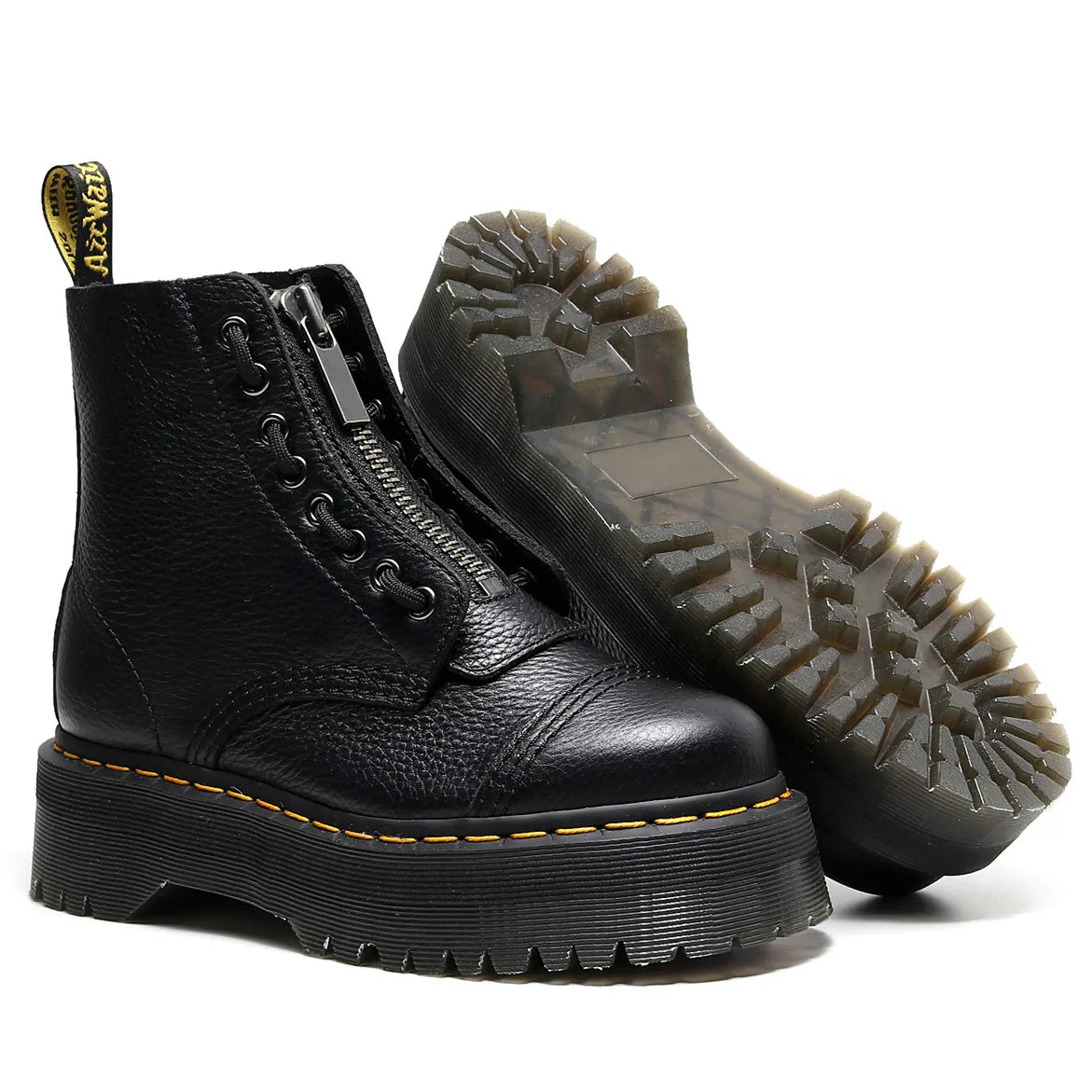 Women Boots Genuine Leather Platform Boots Motorcycle Shoes Front Zipper Optical Soles Fashion Sexy Punk Men Winter Boots 35-44