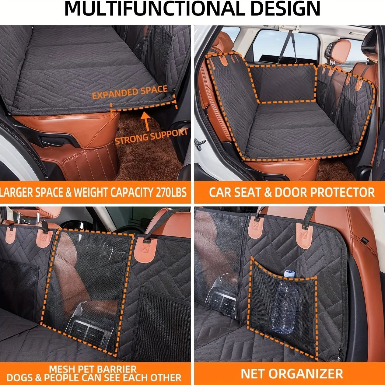 Hammock-Style Portable Back Seat Cover: Waterproof & Scratch-Proof Pet Car Seat Protector - Anti-Slip Fabric with Soft Padding