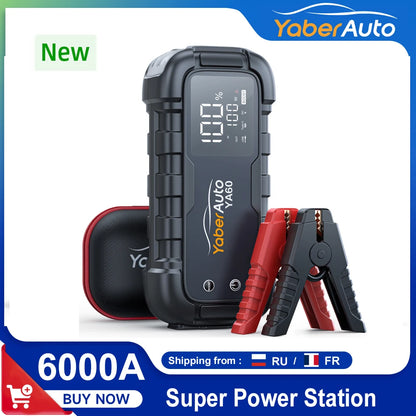 6000A Jump Starter 150W DC Car Battery PD45W Charger 3.3 LED Screen 600 Lumens Flashlight Battery Charger Super Starting Device