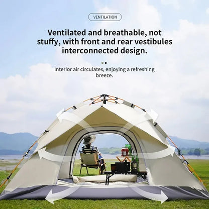 Automatic Pop-Up Camping Tent, 3–4 Person, Rain & Sunproof