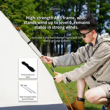 Automatic Pop-Up Camping Tent, 3–4 Person, Rain & Sunproof