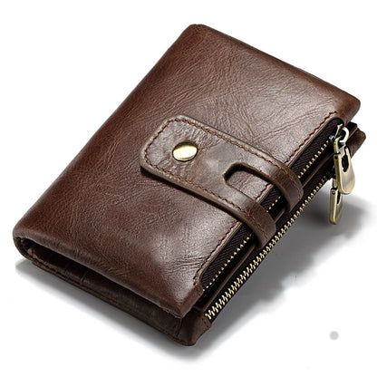 HUMERPAUL Retro Wallet for Men RFID Genuine Leather Hasp Zipper Card Holder Coin Purse Short Bifold Men Women Portomonee